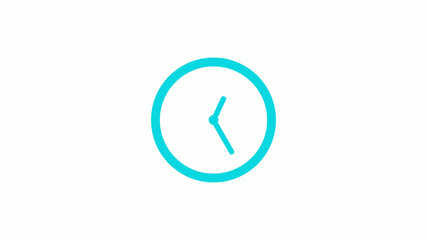 Cyan color circle 12 hours counting down clock icon without trick,clock icon