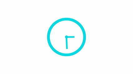 New cyan color circle 12 hours clock icon on white background,clock icon