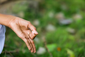 the indian priest child doing meditation