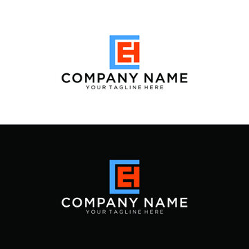 ECH,EHC,CEH,CHE,HCE,HEC letters Logo Initial Template.Modern Style. Hexagon concept.Black,Blue,Orange,Green,Red color on white background