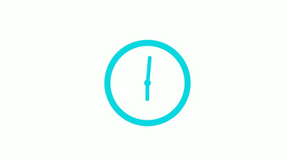 New cyan color circle 12 hours clock icon on white background,clock icon