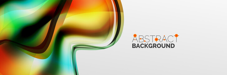 Vector abstract background, flowing liquid style bubble with metallic, color quicksilver chrome texture and color glow effects