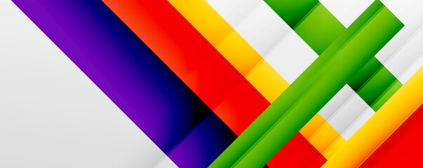 Geometric abstract backgrounds with shadow lines, modern forms, rectangles, squares and fluid gradients. Bright colorful stripes cool backdrops