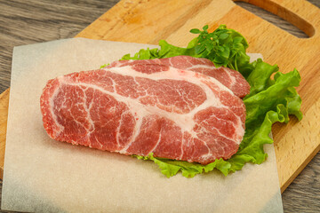 Raw pork meat neck steack