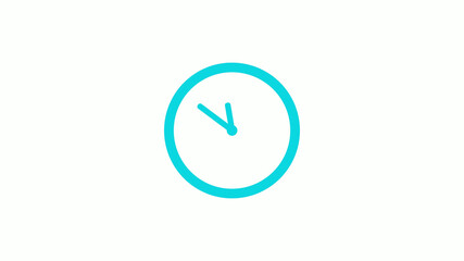 Amazing circle cyan color 12 hours clock icon on white background,circle clock icon without trick