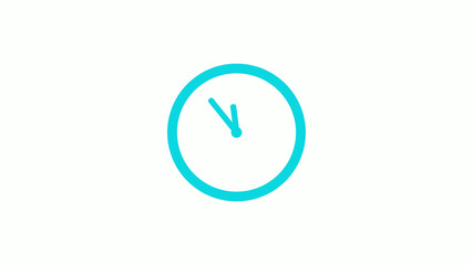 Amazing circle cyan color 12 hours clock icon on white background,circle clock icon without trick