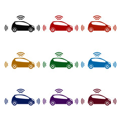 Self driving car icon, color set