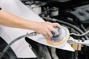 Auto body repair series: Sanding white car fender