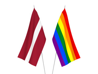 Latvia and Rainbow gay pride flags