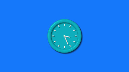 New cyan color 3d wall clock isolated on blue background,wall clock