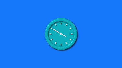 New cyan color 3d wall clock isolated on blue background,wall clock