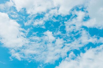 Blue sky with white gray clouds.