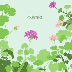 Geranium flower frame, template good for social networks, vector