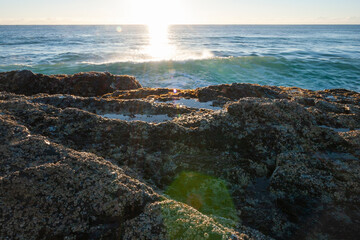 Fototapeta na wymiar A beautiful sunrise over the sea in Gold Coast, Australia