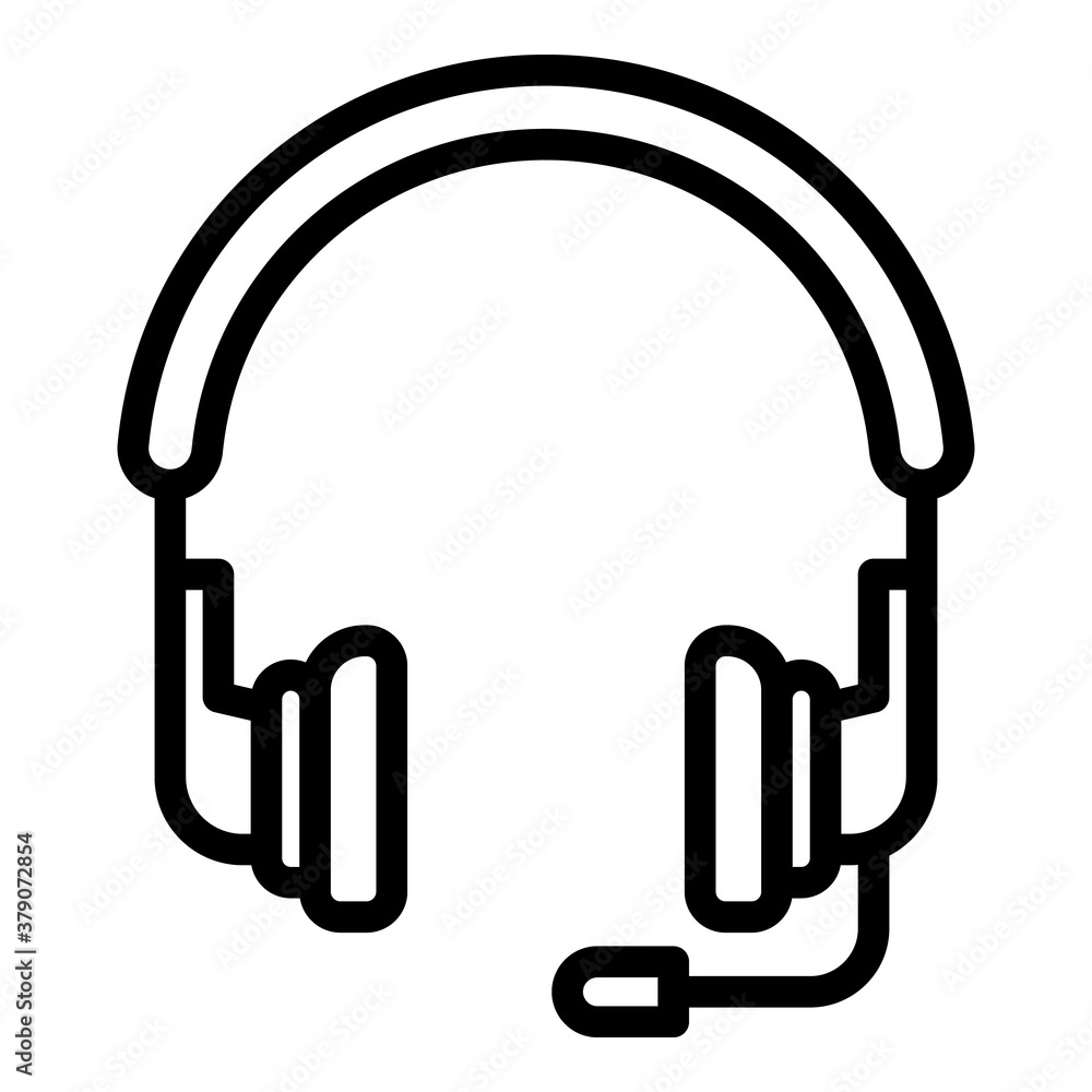 Poster headset icon. outline headset vector icon for web design isolated on white background
