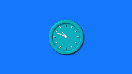 New cyan color 3d wall clock isolated on blue background,3d wall clock