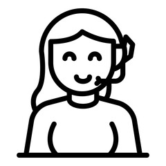 Woman headset icon. Outline woman headset vector icon for web design isolated on white background