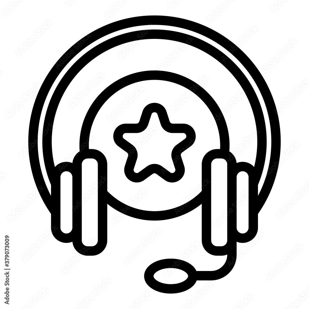 Poster cord audio headset icon. outline cord audio headset vector icon for web design isolated on white bac