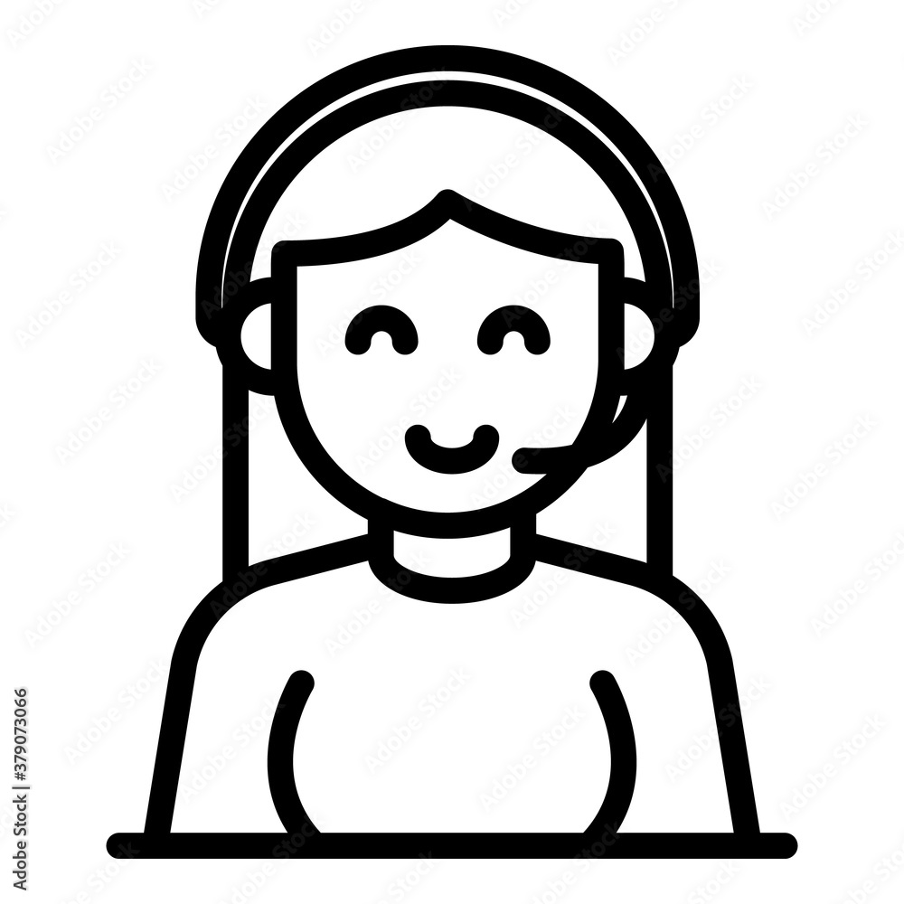 Poster headset call icon. outline headset call vector icon for web design isolated on white background