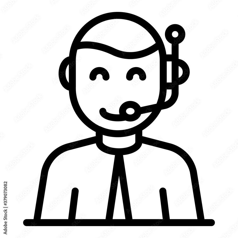 Poster headset communication icon. outline headset communication vector icon for web design isolated on whi