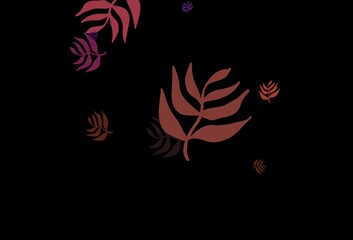 Fototapeta na wymiar Dark Pink, Red vector doodle template with leaves.