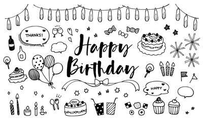誕生日のアイテム　手書きイラスト