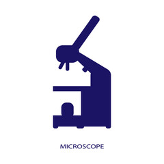Microscope icon on a white background with text. Laboratory research concept.
Symbol for web design, mobile app, user interface. Microscope pictogram. Vector illustration