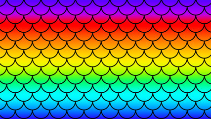 mermaid pattern art line on rainbow colorful background, fish scale pattern on rainbow background, mermaid tail pattern line art for decoration © cgdeaw