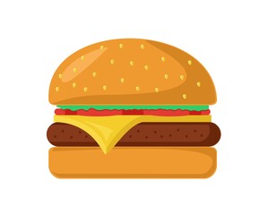 Flat style vector hamburger icon. hamburger cartoon vector illustration