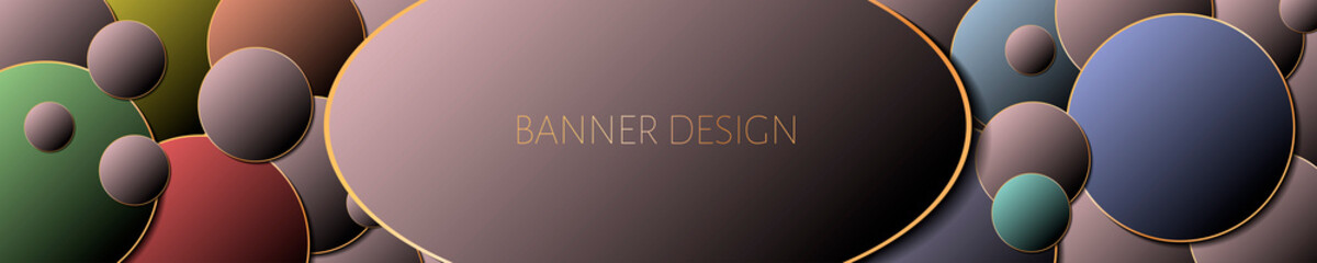 Abstract banner from geometric shapes. Circles with a multicolored gradient. Vector illustration