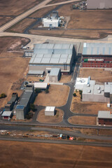 Aerial shot of industrial buildings