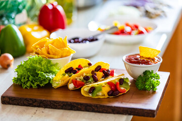 Preparing tacos in domestic cuisine