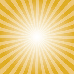 Fototapeta premium Sunburst background. Mustard yellow radiate sun beam burst effect. Sunbeam light flash boom. Sunrise glow burst. Solar radiance glare, retro design illustration.