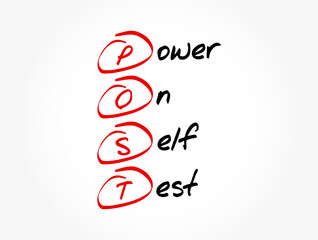 POST - Power On Self Test acronym, technology concept background