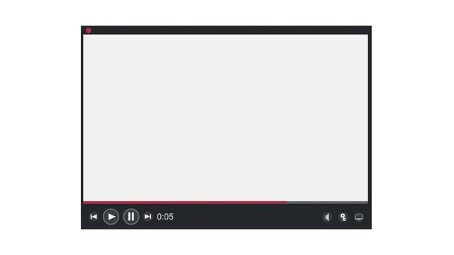 Video player. Animation of the program interface, alpha channel enabled. Cartoon