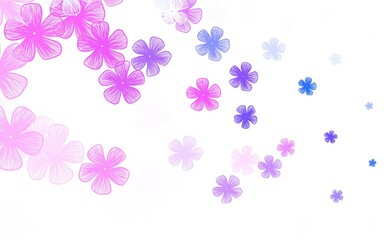 Light Pink, Blue vector natural pattern with flowers.