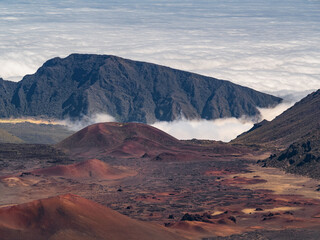 Volcanic landscape. Amazing scenery. Haleakalā National Park. Maui. Hawaii.