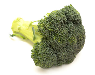 fresh broccoli and florets on white background