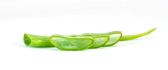 Fresh aloe vera sliced isolated on white background