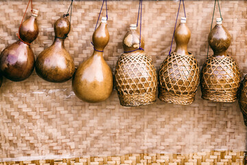 Dried bottle gourd used for traditional canteen for drinking water