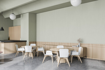 White and wooden restaurant corner