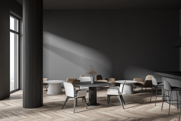 Stylish dark gray cafe bar interior