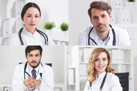 Four Medical Doctors Having Video Chat