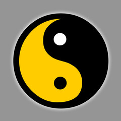 Yin yang icon on gray background.