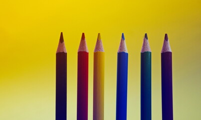 pencils isolated on yellow background
