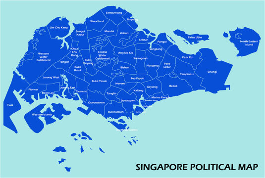 Singapore political map divide by state colorful outline simplicity style. Vector illustration.	
