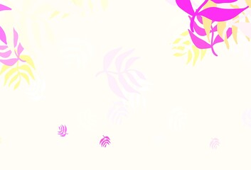 Obraz na płótnie Canvas Light Multicolor vector doodle pattern with leaves.