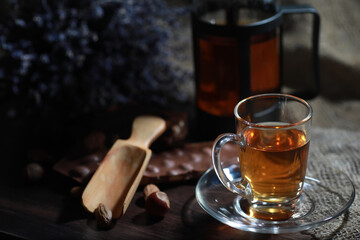 Brewed tea on a serving table