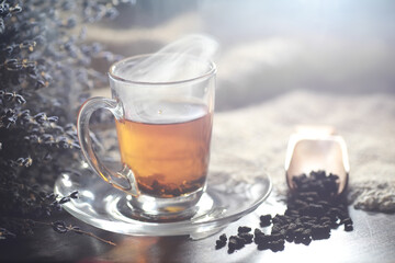 Brewed tea on a serving table