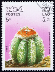 Postage stamp Laos 1986 dwarf Turks-cap cactus